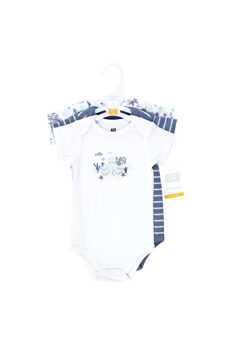 Little Soft Cotton All-in-One Outfits, Set of 3, Alternate, color, Mint Octopus