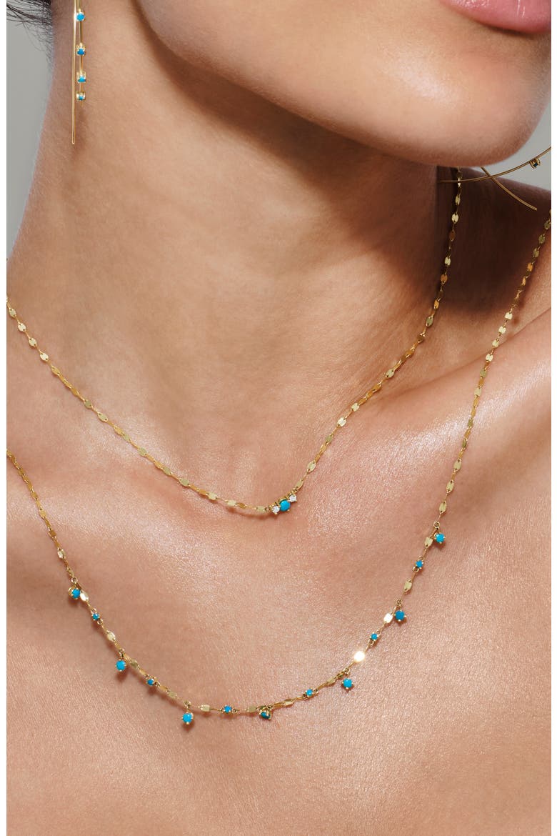 Solo Turquoise & Diamond Necklace, Alternate, color, YELLOW GOLD