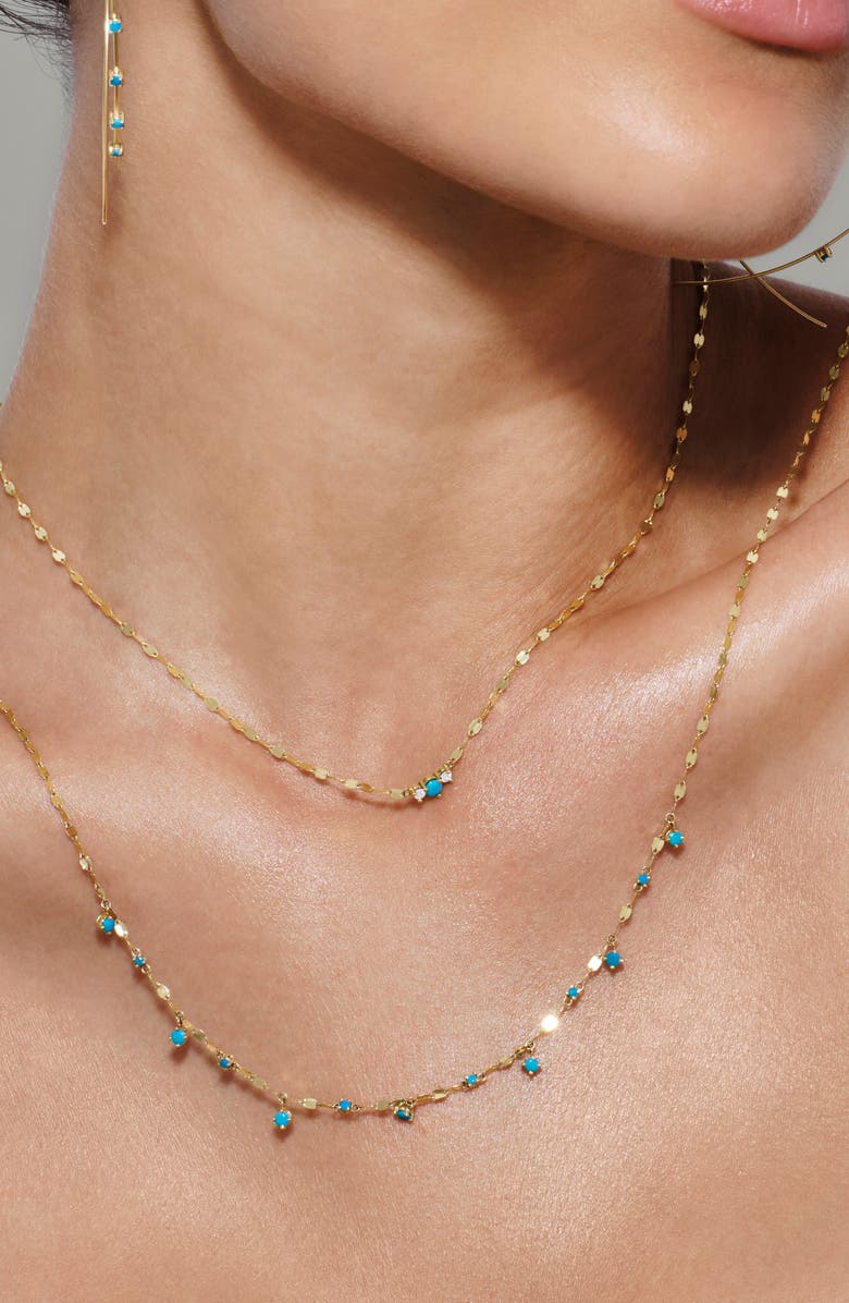 LANA Solo Turquoise & Diamond Necklace, Alternate, color, Yellow Gold