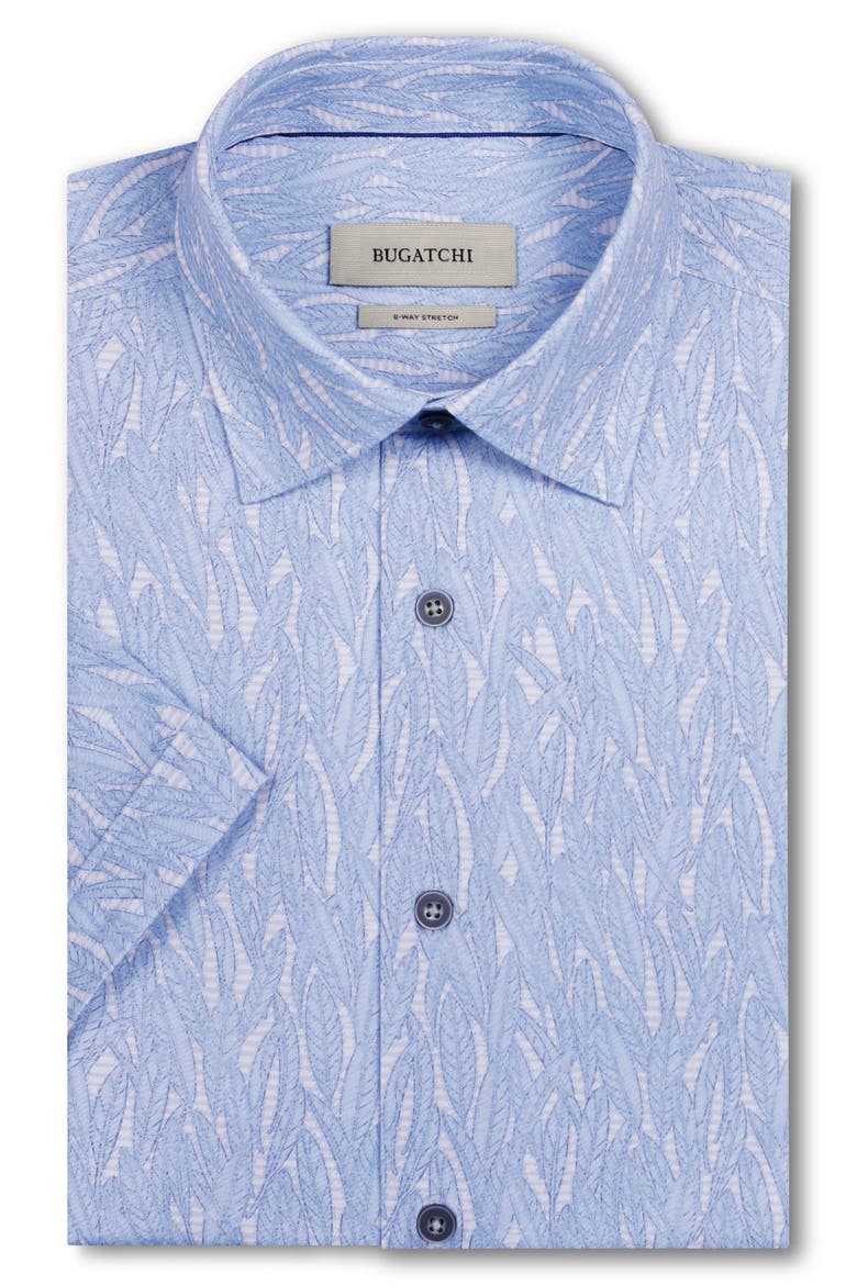 Miles OoohCotton® Leaf Print Short Sleeve Button-Up Shirt, Alternate, color, AIR BLUE