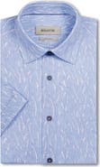 Bugatchi Miles OoohCotton® Leaf Print Short Sleeve Button-Up Shirt