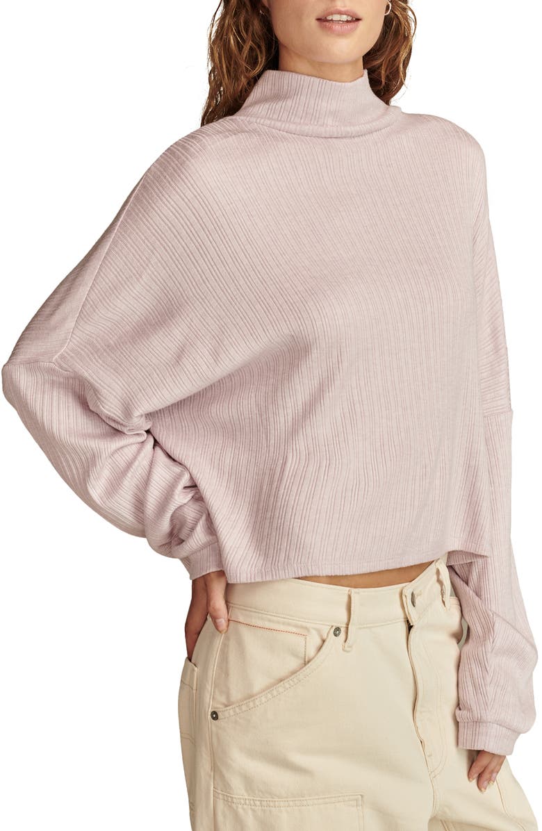 Lucky Brand Cloud Mock Neck Rib Top, Alternate, color, Pink