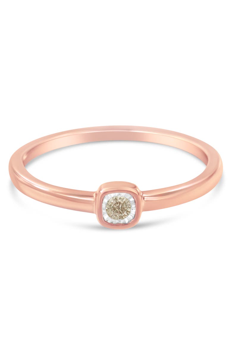 Haus of Brilliance 14K Rose Gold Plated Sterling Silver 1/20 cttw Square Cushion Diamond Miracle-Set Promise Ring, Alternate, color, Rose Gold Over Silver