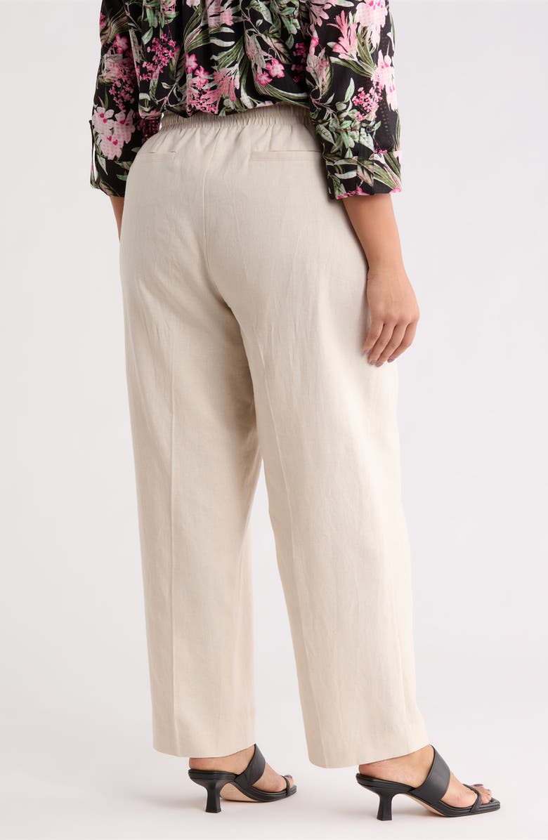 Jones New York Tie Waist Linen Blend Pants, Alternate, color, Natural Stone