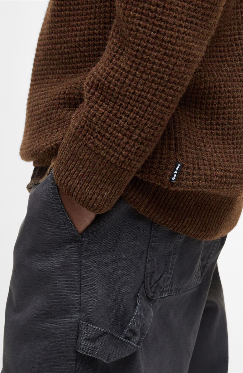 Barbour Gearstone Zip Shoulder Wool Sweater, Alternate, color, Umber