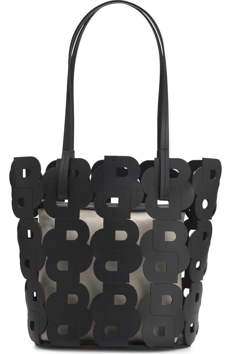 BOSS Double B Monogram Leather Tote, Alternate, color, Black