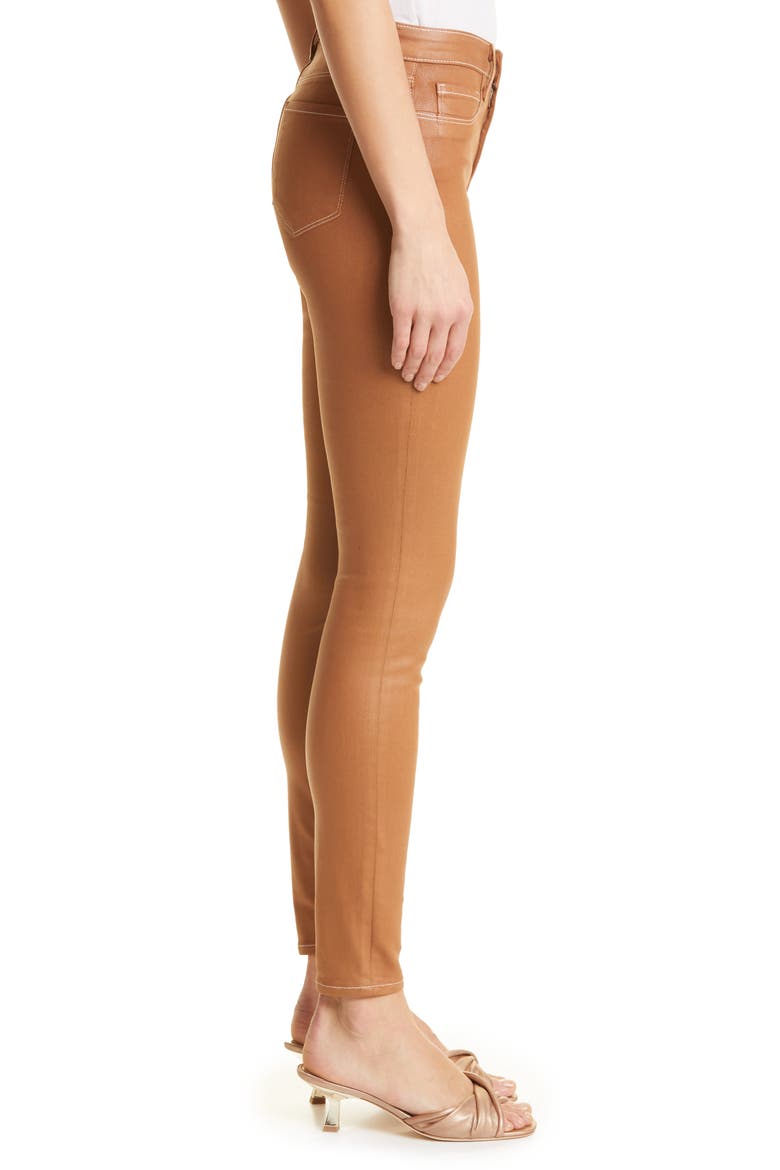 Marguerite Topstitch Detail Coated Skinny Jeans, Alternate, color, JAVA/ NATURL CONT COAT