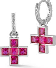 CHLOE AND MADISON Crystal Cross Drop Earrings
