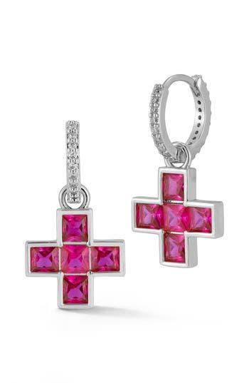 Chloe & Madison Chloe And Madison Crystal Cross Drop Earrings In Silver