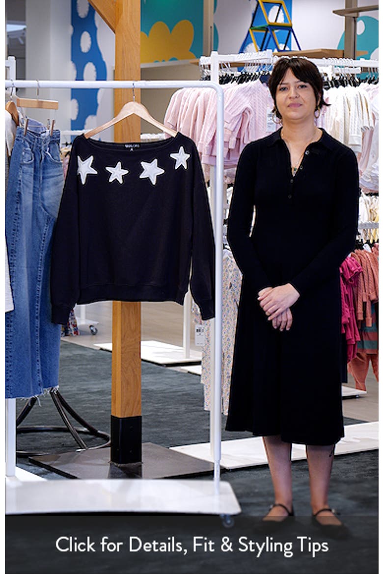 Star Appliqué Off the Shoulder Sweatshirt video
