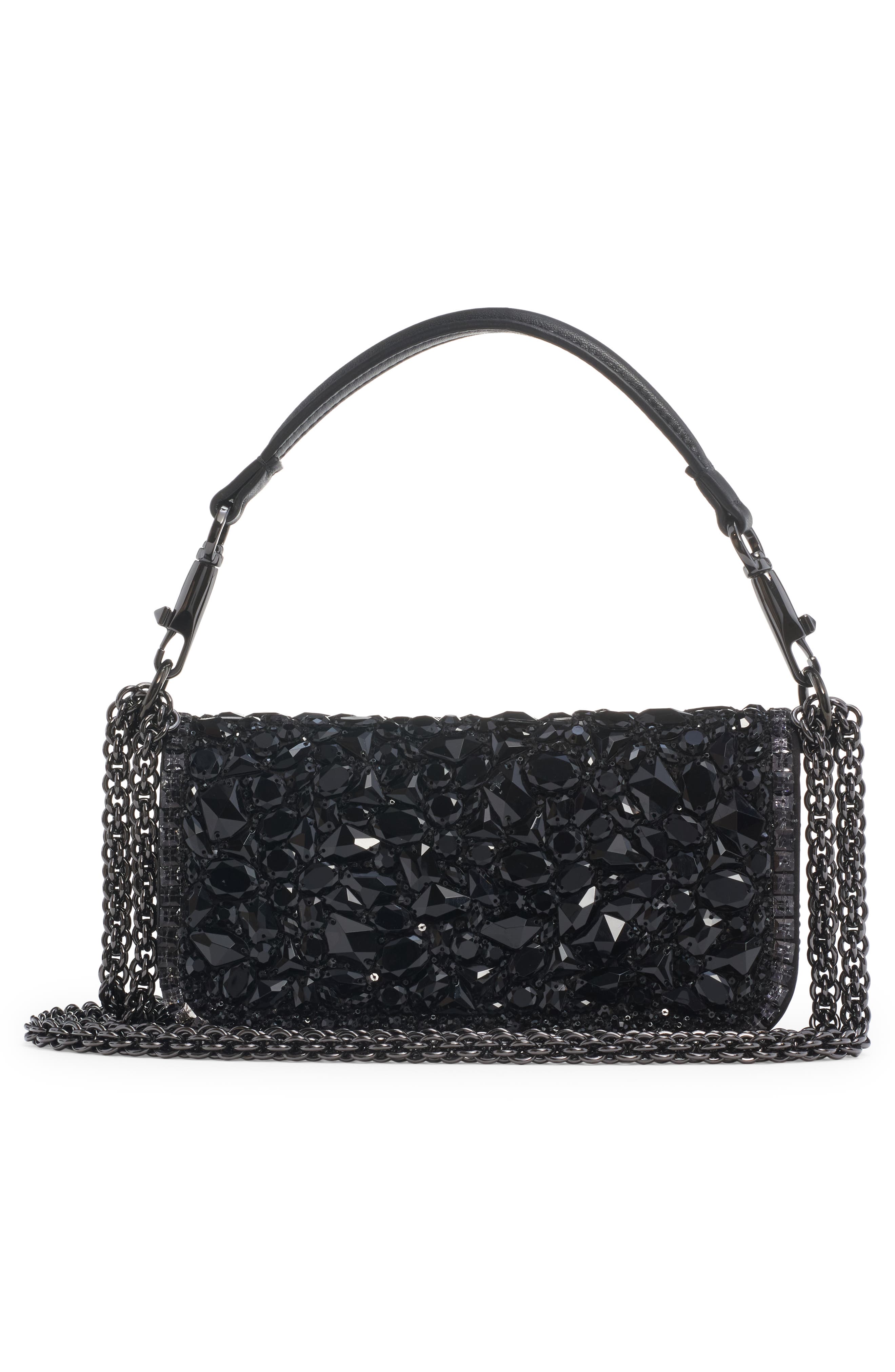 Valentino Garavani Small Locò Crystal Embellished Shoulder Bag, Alternate, color, 