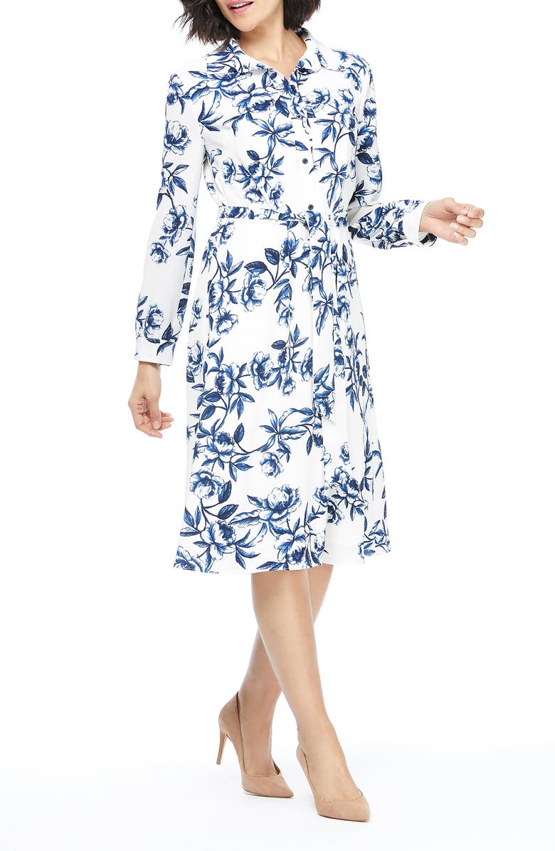 Maggy London Floral Long Sleeve Shirtdress, Alternate, color, 