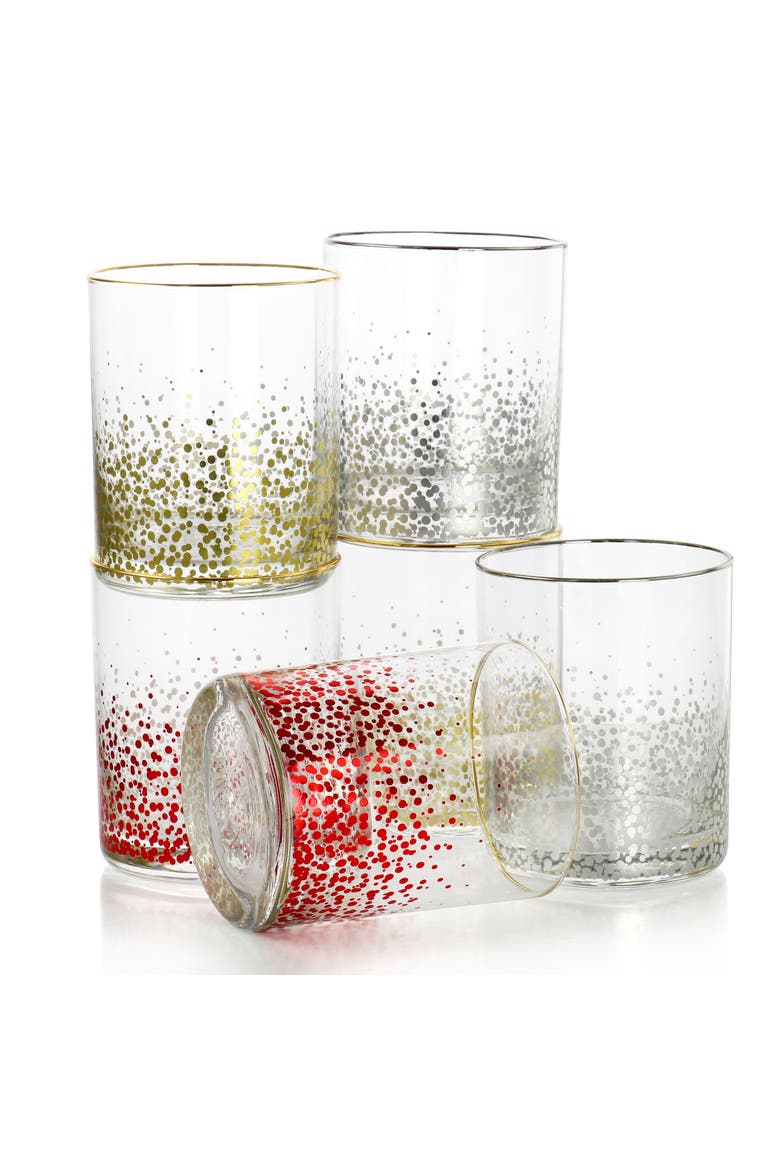 California Designs Audrey Hill 6 Piece 13.5oz Double Old Fashion Glass Set in Assorted Colors, Alternate, color, Assorted