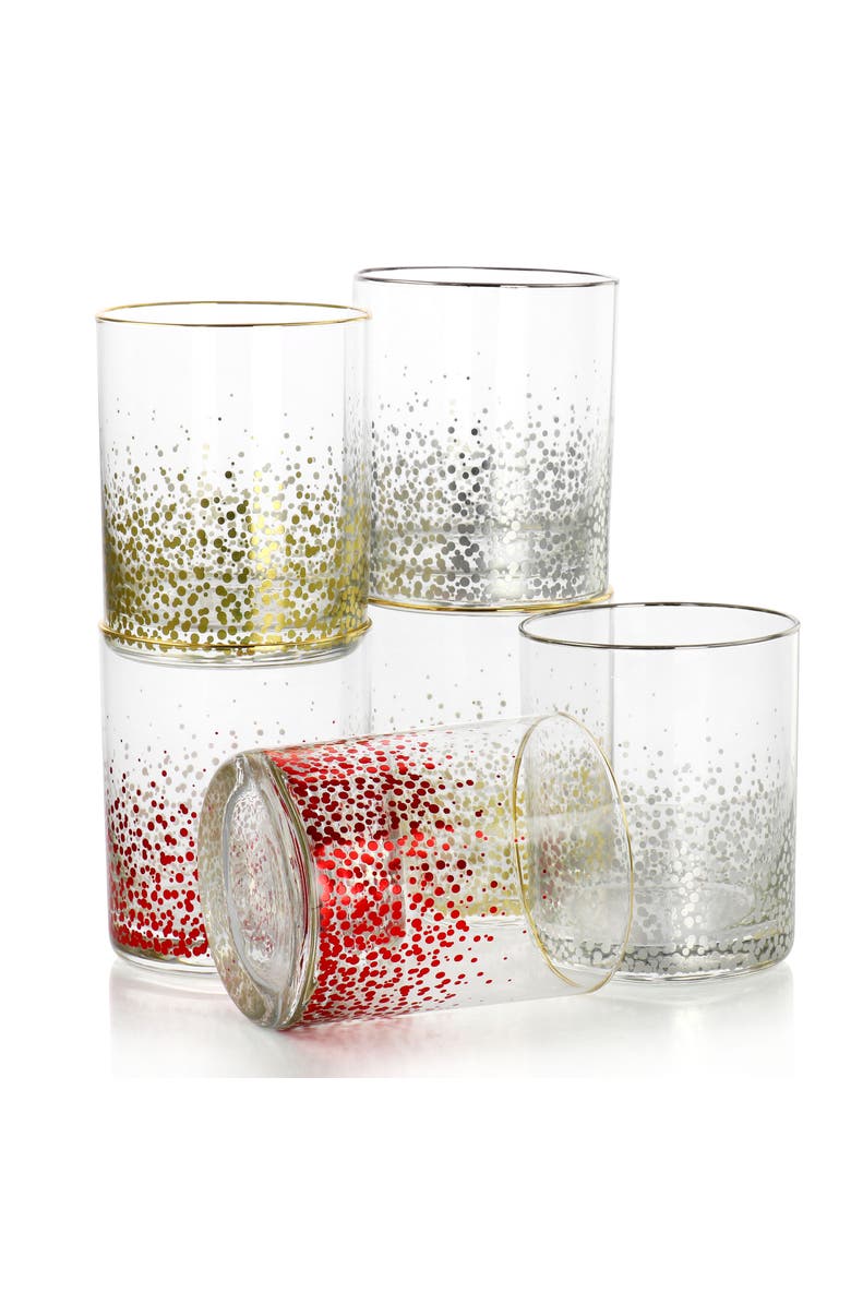 Laurie Gates California Designs Audrey Hill 6 Piece 13.5oz Double Old Fashion Glass Set in Assorted Colors, Alternate, color, Assorted