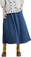 Seasalt Cornwall Restharrow Cotton & Linen A-Line Denim Skirt