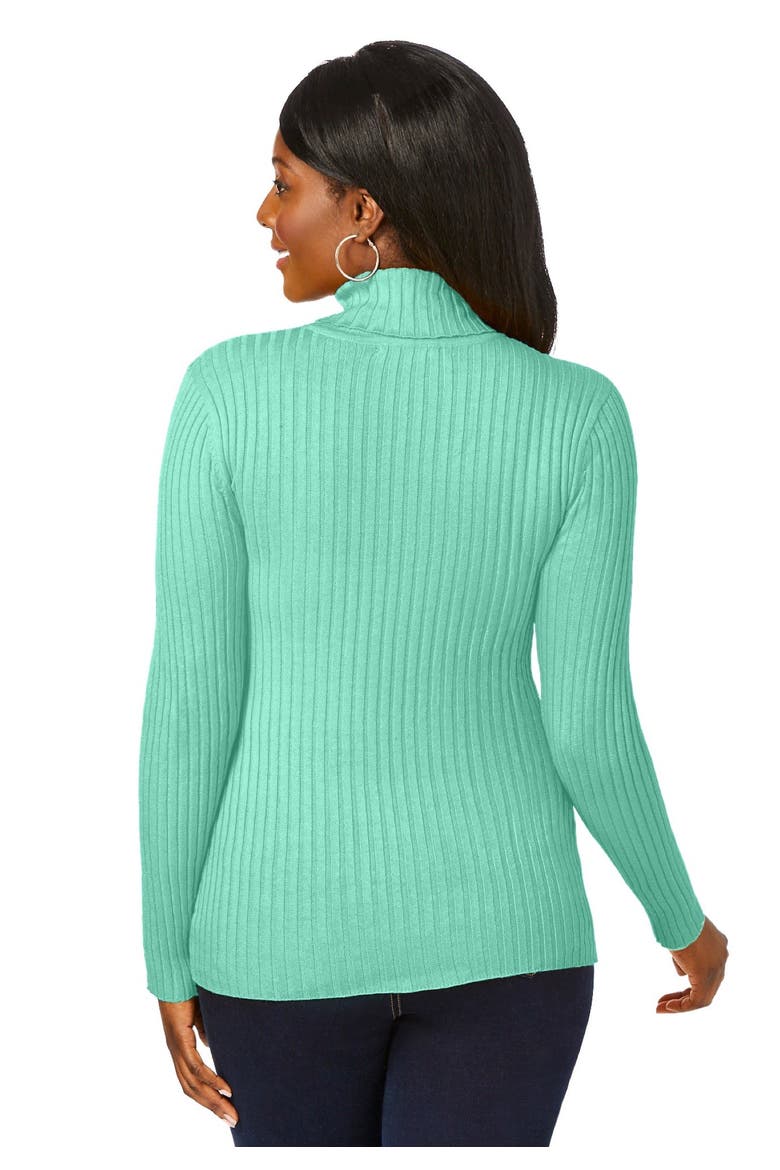 Ribbed Cotton Turtleneck Sweater, Alternate, color, PALE SEAFOAM