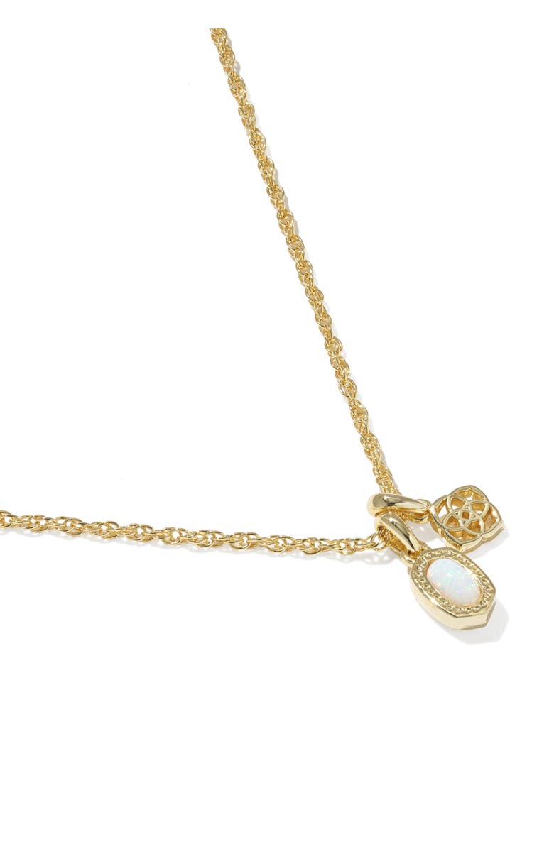 Kendra Scott Mini Elisa Dira Lab Created Opal Pendant Necklace, Alternate, color, Gold White Opal
