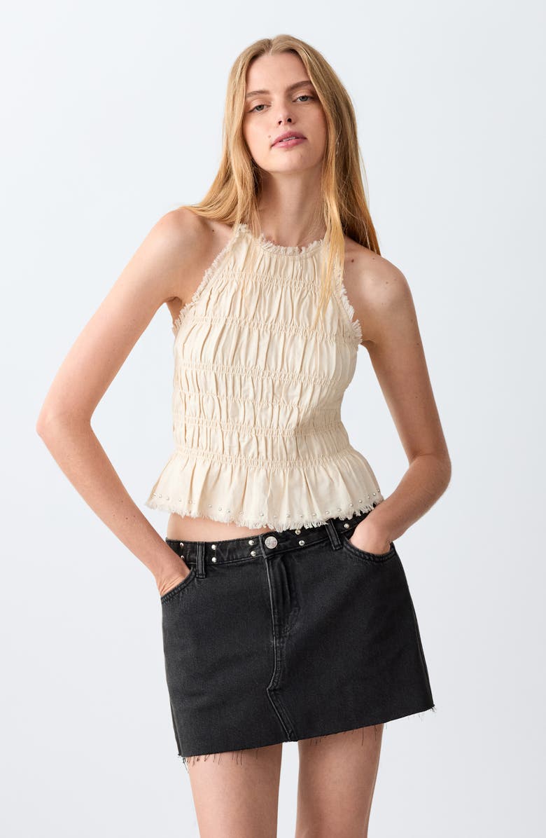 MANGO TEEN Studded Denim Miniskirt, Alternate, color,