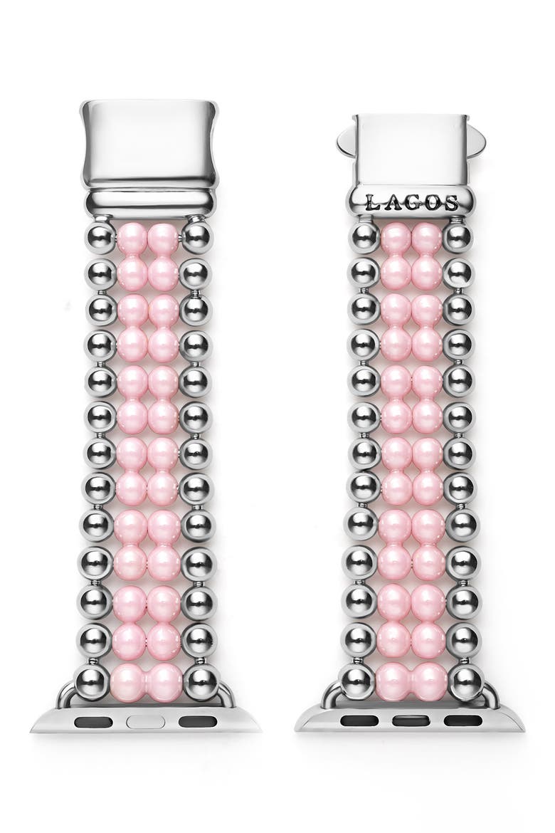 Smart Caviar Infinite Pink Ceramic Apple Watch® Watchband, Alternate, color, PINK/ SILVER