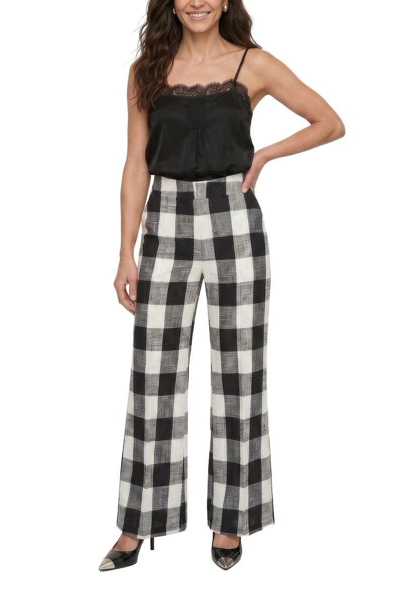 Zena Flared Check Trouser, Alternate, color, Black & White