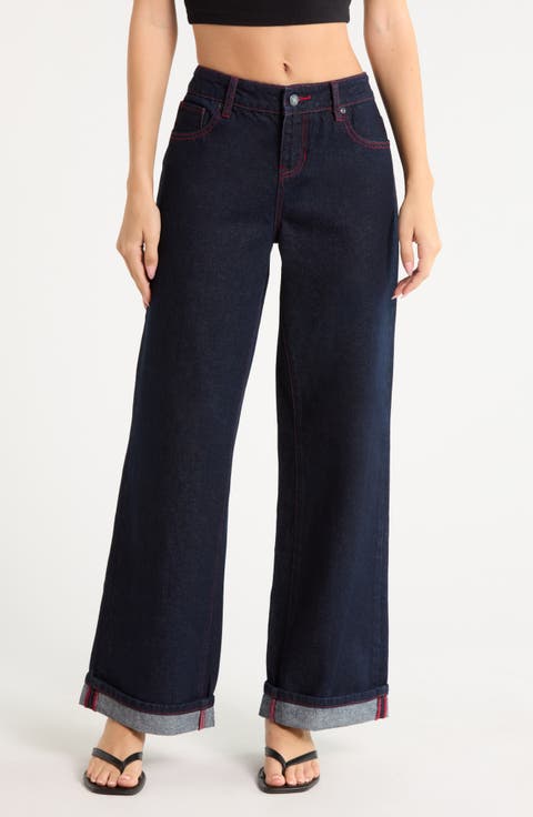 Contrast Thread Baggy Tapered Jeans