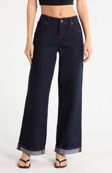 Contrast Thread Baggy Tapered Jeans
