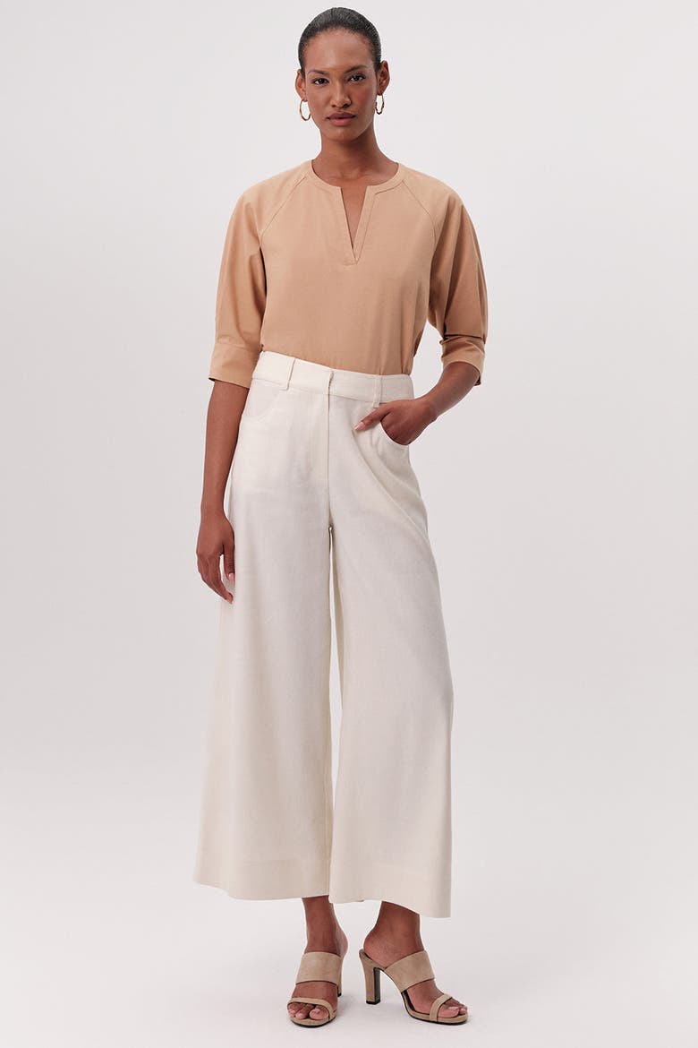 Rebecca High Rise Zippered Wide Leg Pants, Alternate, color, CREAM