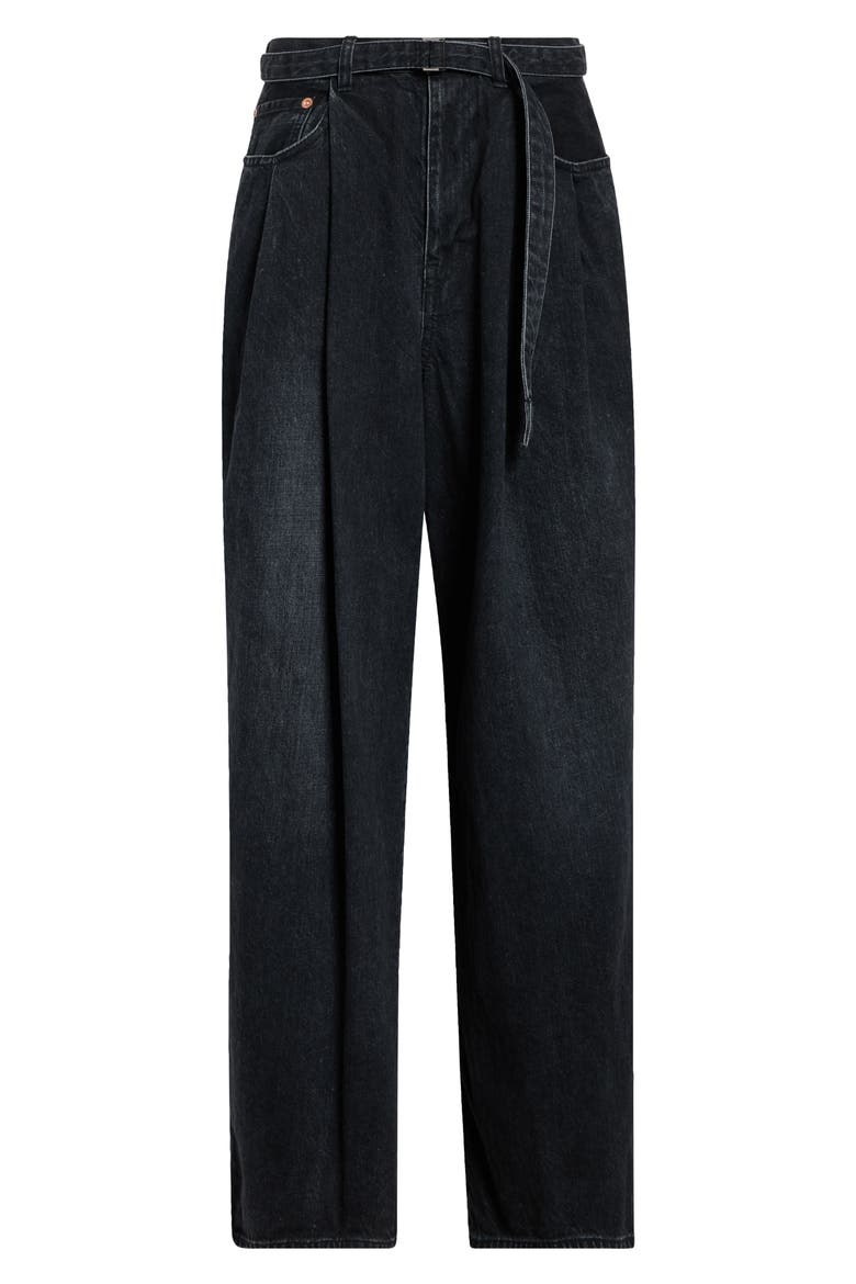 Belted Tailored Jeans, Alternate, color, BLACK