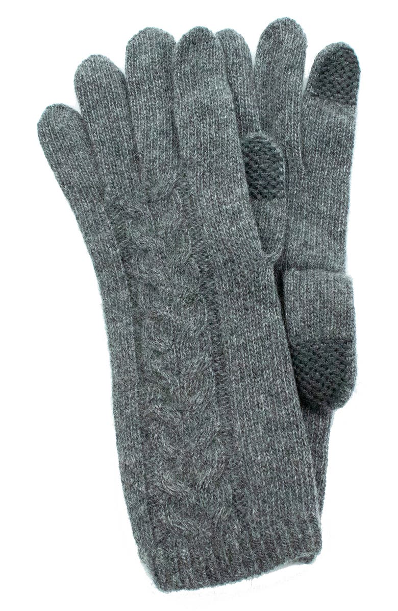 Portolano Cashmere Tech Gloves, Main, color, Medium Heather Grey