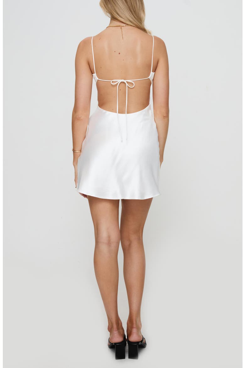 Clemence Satin Mini Slipdress, Alternate, color, WHITE