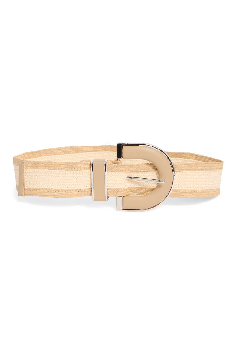 Two-Tone Stretch Straw Belt, Main, color, NATURAL