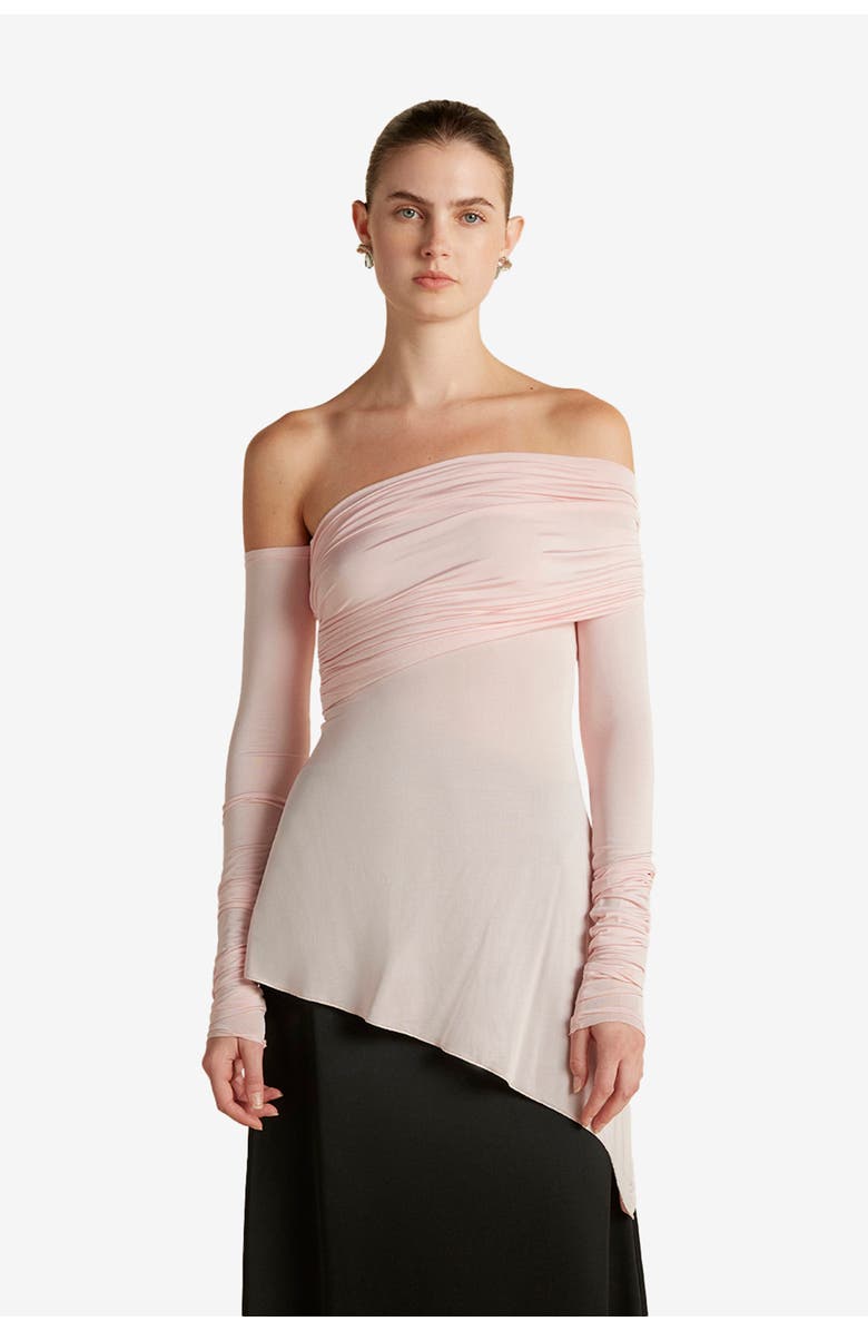 Marina Moscone Jersey One-Shoulder Draped Top, Main, color, Camellia