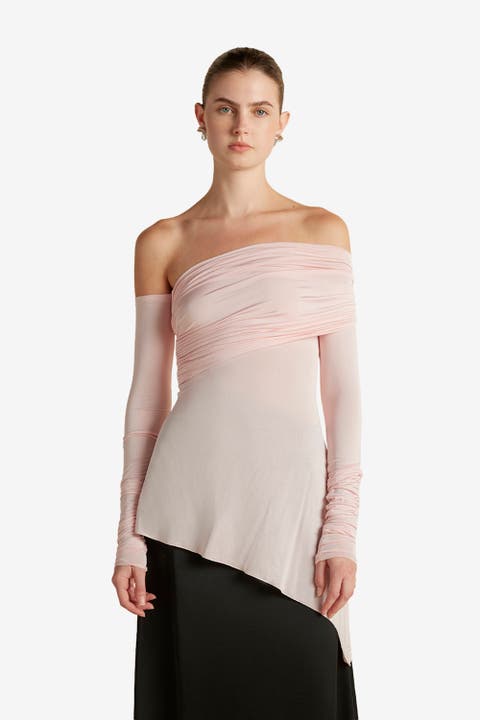 Jersey One-Shoulder Draped Top