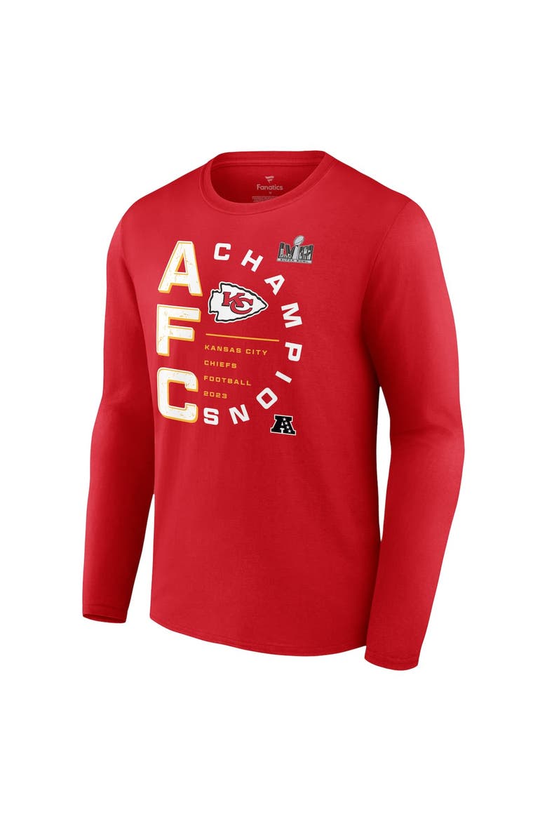 Men's Fanatics Branded Red Kansas City Chiefs 2023 AFC Champions Right Side Draw Long Sleeve T-Shirt, Alternate, color, Red