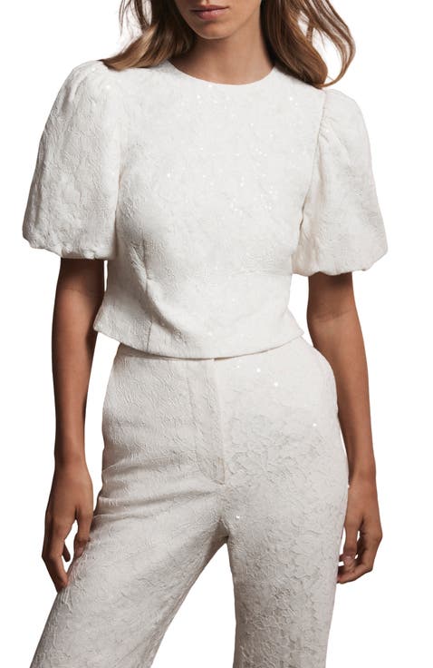 Sequin Puff Sleeve Top