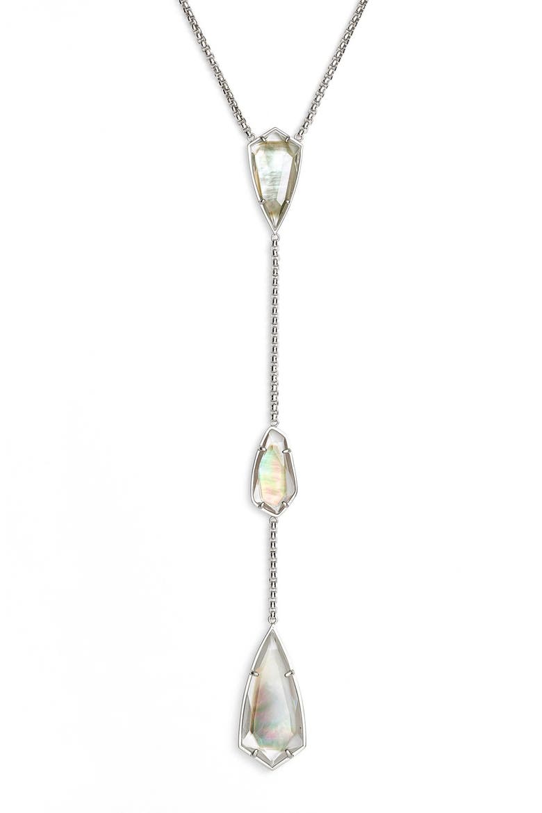 Y-Chain Necklace, Alternate, color, BLACK MOTHER OF PEARL/ SILVER