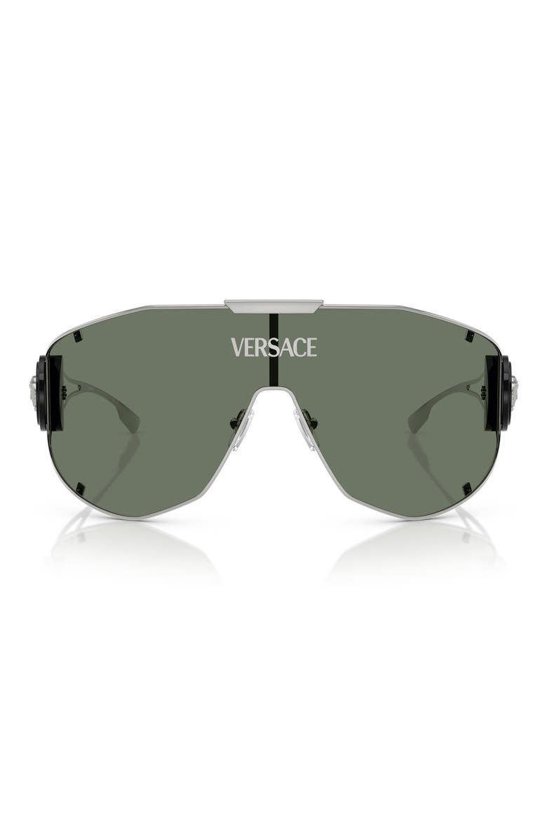 Medusa Medallion 142mm Shield Sunglasses, Main, color, SILVER