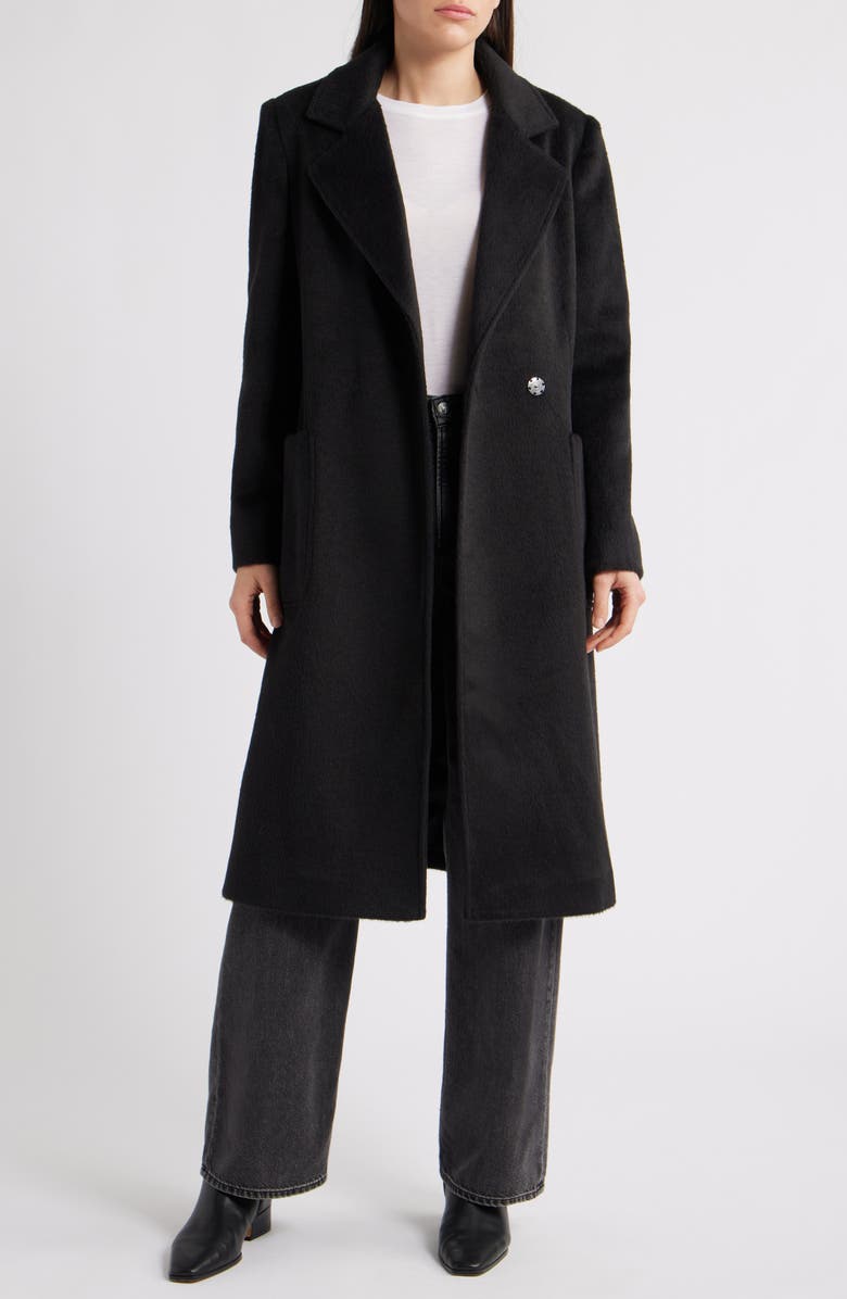 Sam Edelman Longline Wrap Coat, Alternate, color, Black