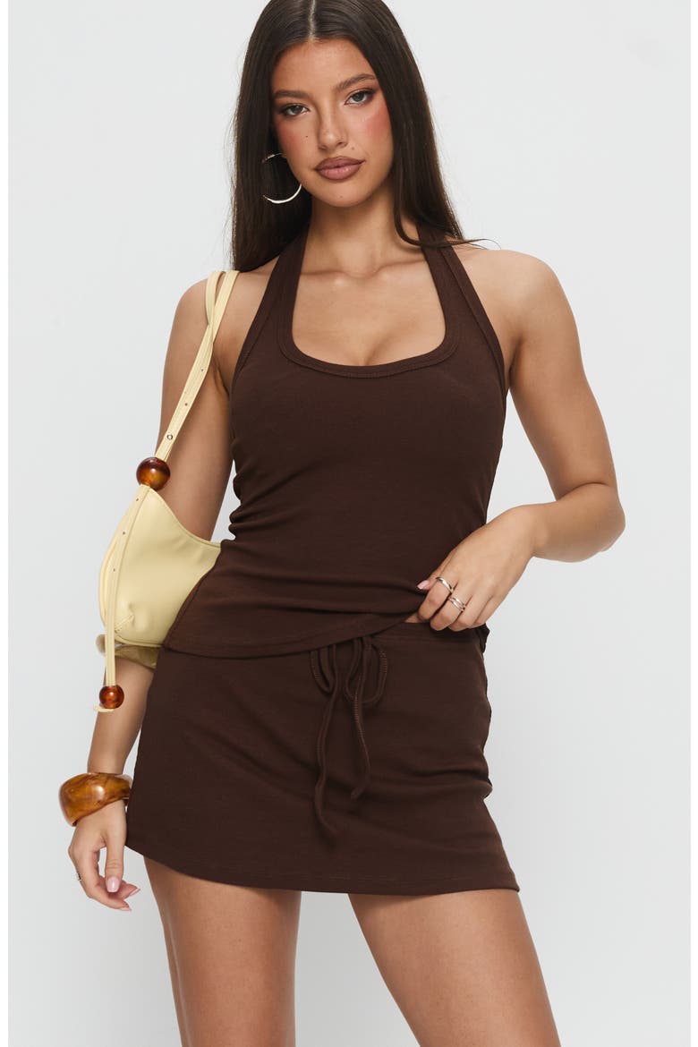 Baseline Stretch Recycled Cotton Rib Skort, Alternate, color, BROWN