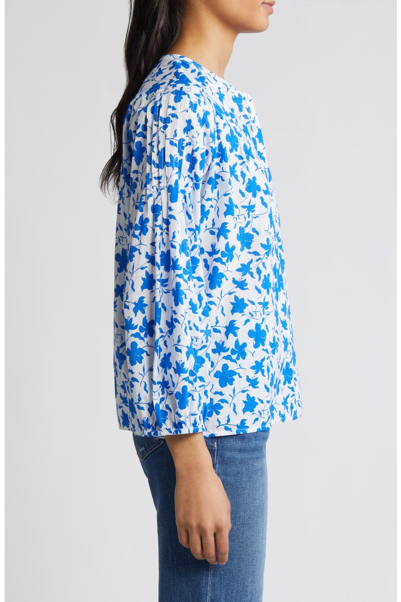 Pintuck Pleat Top, Alternate, color, WHITE- BLUE ORCHID FLOAT