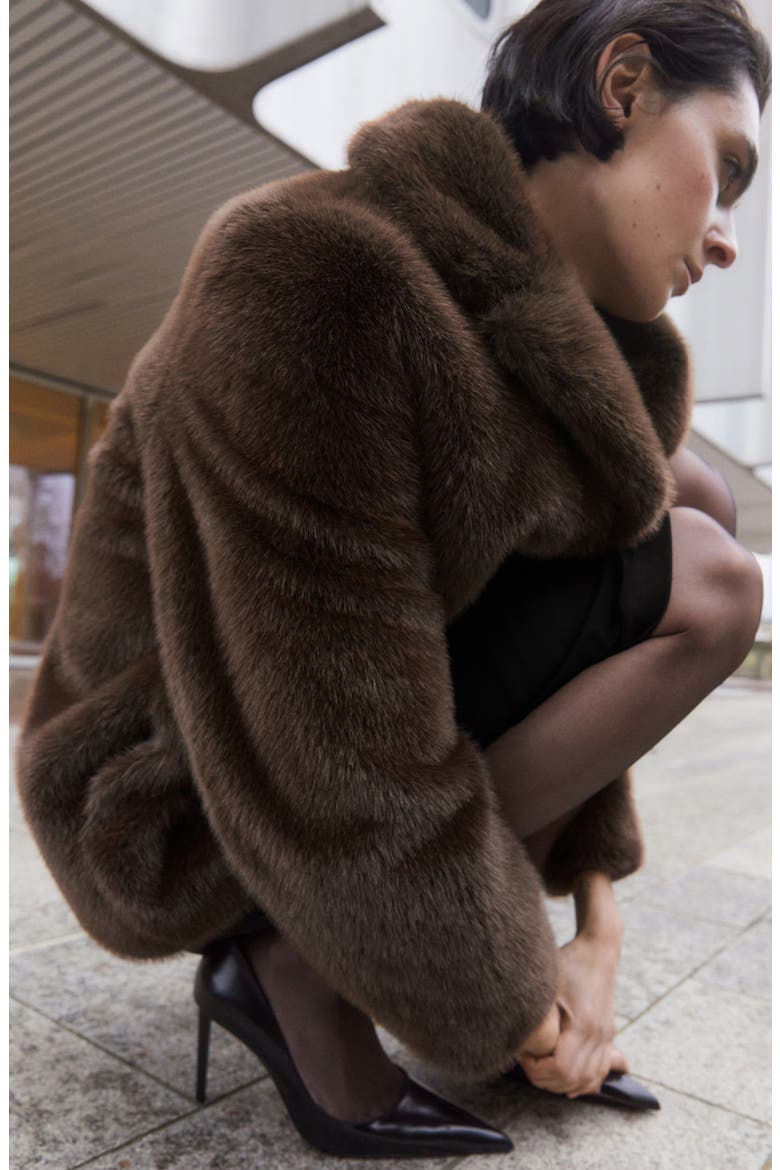 Faux Fur Coat, Alternate, color, BEIGE