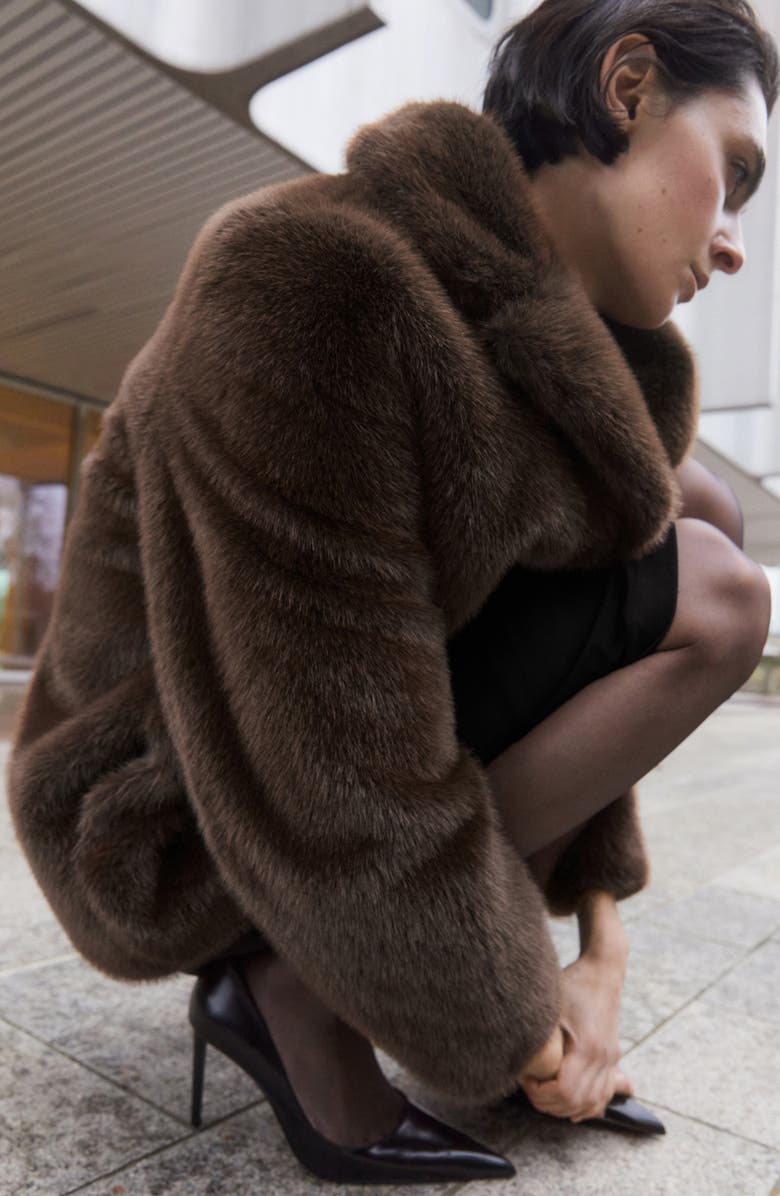 MANGO Faux Fur Coat, Alternate, color, 