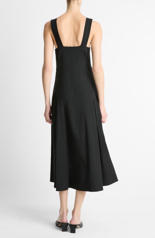 Vince Sleeveless Linen-blend Cami Dress In Black
