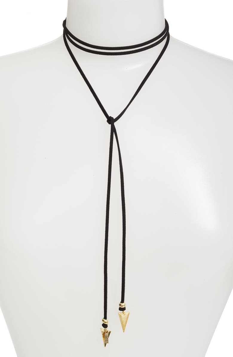 Vanessa Mooney 'Arrow' Faux Suede Lariat Choker, Main, color,