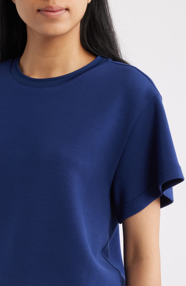 Bernardo Rib Trim Crop T-Shirt, Alternate, color, Medieval Blue