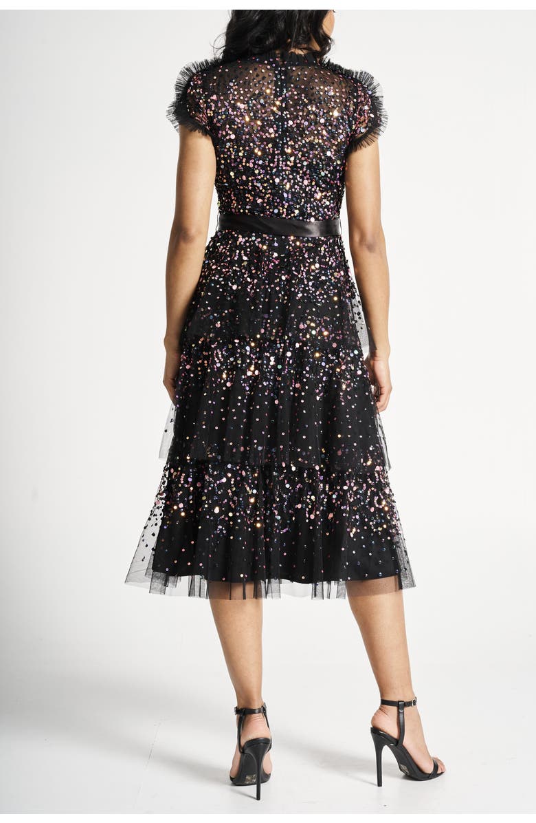 Frock and Frill Sequin Embellished Midi Gown with Tie Waist Detail, Alternate, color, 