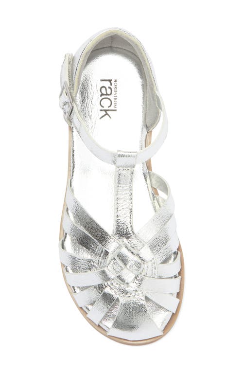 Nordstrom Rack Kids' Juniper Fisherman Sandal In Silver Metallic