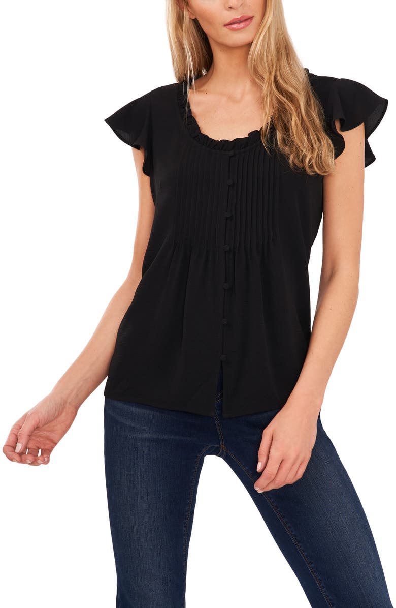 CeCe Pintuck Ruffle Blouse, Main, color, 