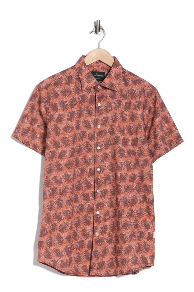 Berkely Short Sleeve Cotton Button-Up Shirt, Alternate, color, TERRACOTTA