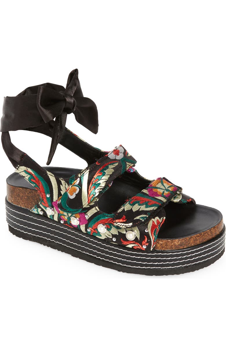 AZALEA WANG Mackley Ankle Tie Platform Sandal, Main, color,